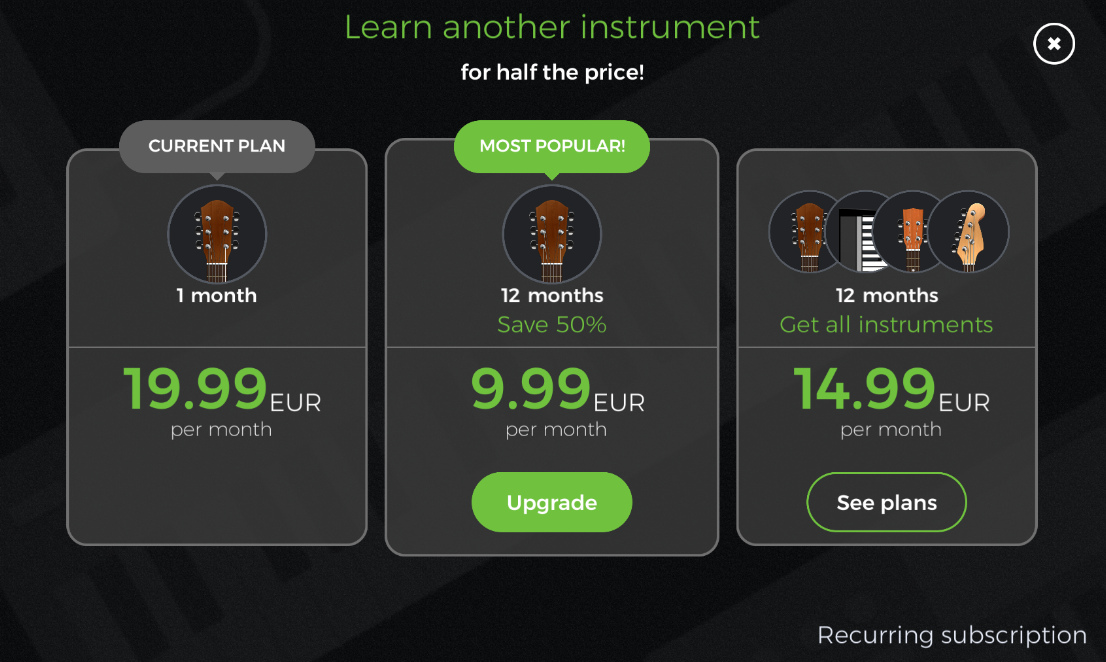 How to upgrade your premium subscription Yousician support